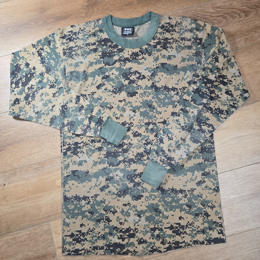 Vintage Fox Outdoor Digital Camo Shirt Mens Green Single Stitch Military Tee